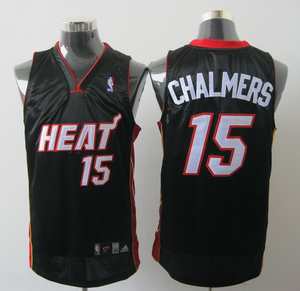 NBA Miami Heat 15 Mario Chalmers Authentic Black Jersey